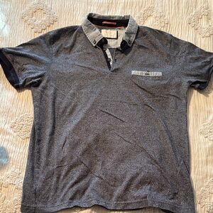 Cactus Blue Polo with Patterned Collar